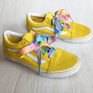 VANS skate high yellow suede retro checkerboard low top sneakers skate shoes